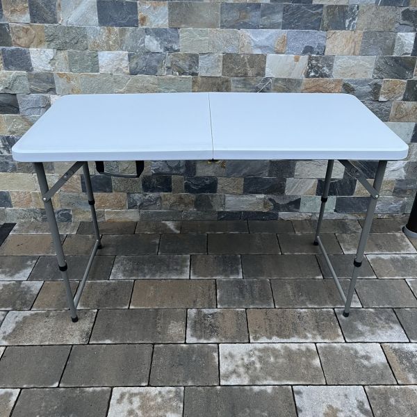 Садовый стол раскладной HTF122B (с регулируемой высотой) 122х60 см Светло-серый