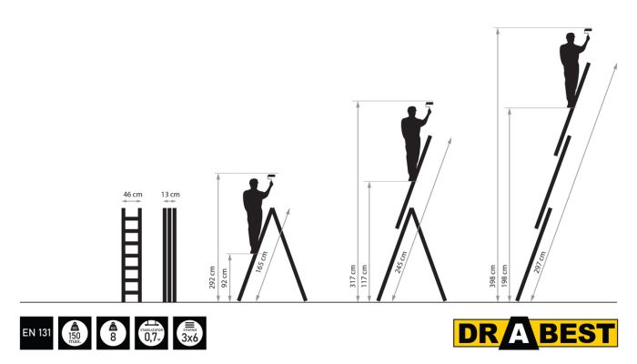 Драбина 3-секційна універсальна Drabest BASIC 3х6