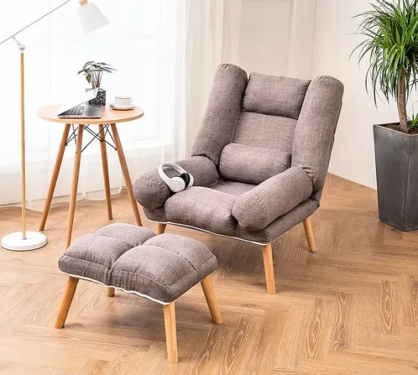 Раскладное кресло для отдыха Uszak DIOR с подставкой для ног, серый цвет