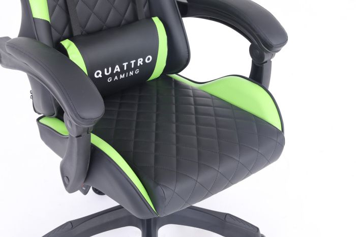 Компьютерное кресло с карбоновыми вставками CARBON Quattro Gaming Черно-зеленый