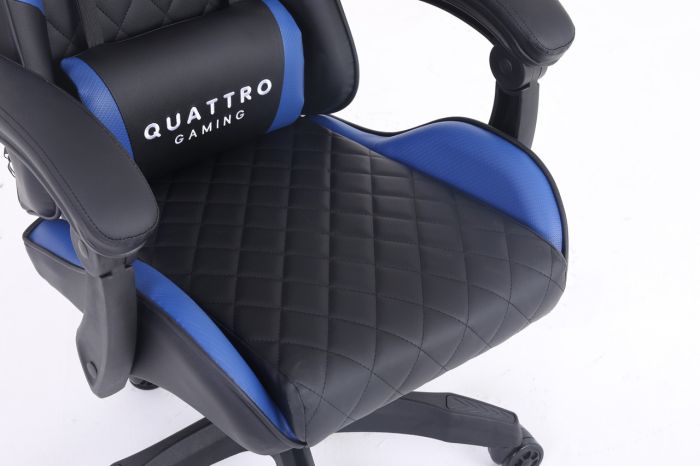 Комп‘ютерне крісло із карбоновими вставками CARBON Quattro Gaming Чорно-синій