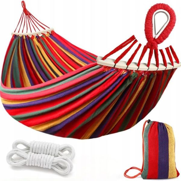 Подвесной двухместный садовый гамак Bluegarden 200х150 см. Красный.