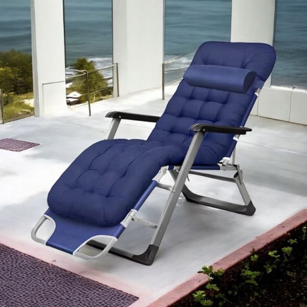 Садовый шезлонг тканевый + матрас IdealGarden CT-SF02-BL-Y Синий