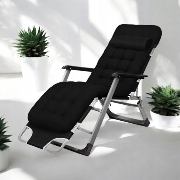 Садовий шезлонг тканинний + матрац IdealGarden CT-SF02-BK-G Чорний