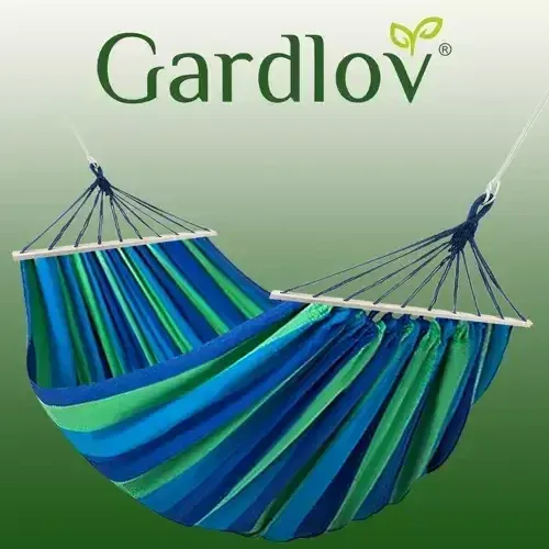 Підвісний двомісний садовий гамак Gardlov 260х160 см Синій