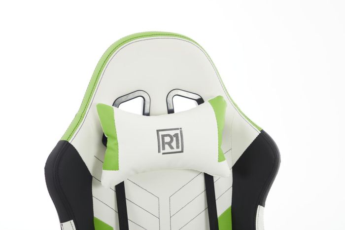 Комп‘ютерне крісло з підставкою для ніг EXTREME R1 Чорно-біло-зелений