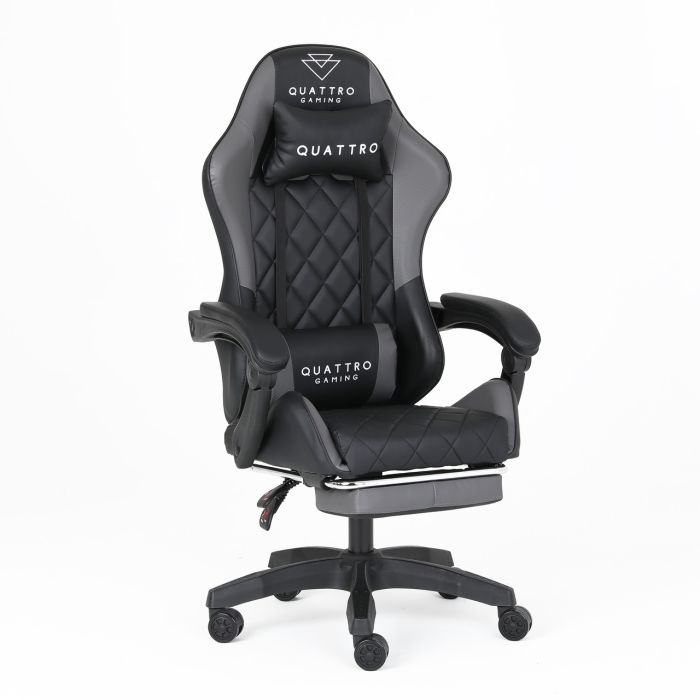 Комп‘ютерне крісло із підставкою для ніг CARBON Quattro Gaming Чорно-сірий