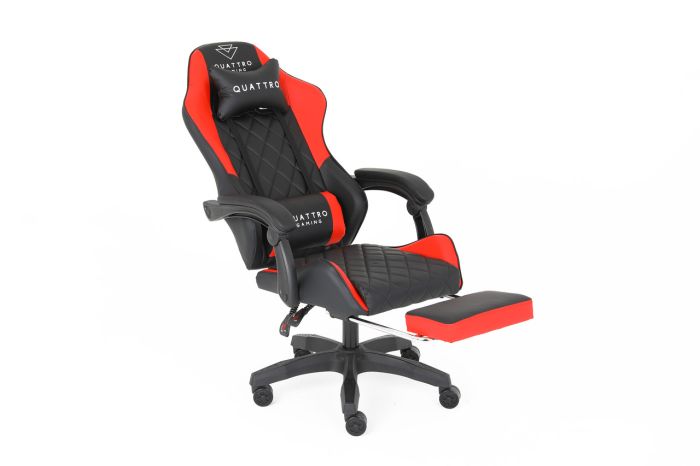 Комп‘ютерне крісло із підставкою для ніг CARBON Quattro Gaming Чорно-червоний