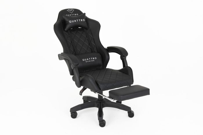 Комп‘ютерне крісло із підставкою для ніг CARBON Quattro Gaming Чорний