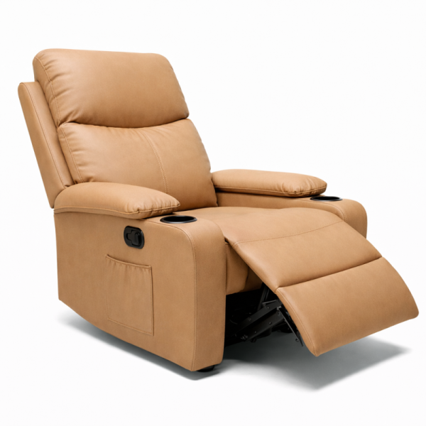 Розкладне крісло-ліжко VERO з підставкою для ніг Карамельний