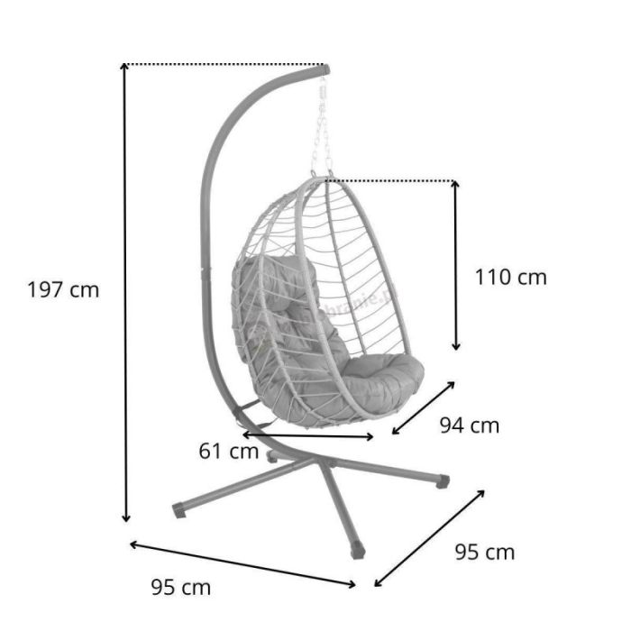 Підвісне крісло-кокон з подушкою Ecarla KR37 Коричневий