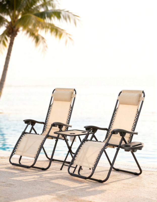 Набір садових лежаків зі столиком Ideal Garden TDC-2503 Бежевий