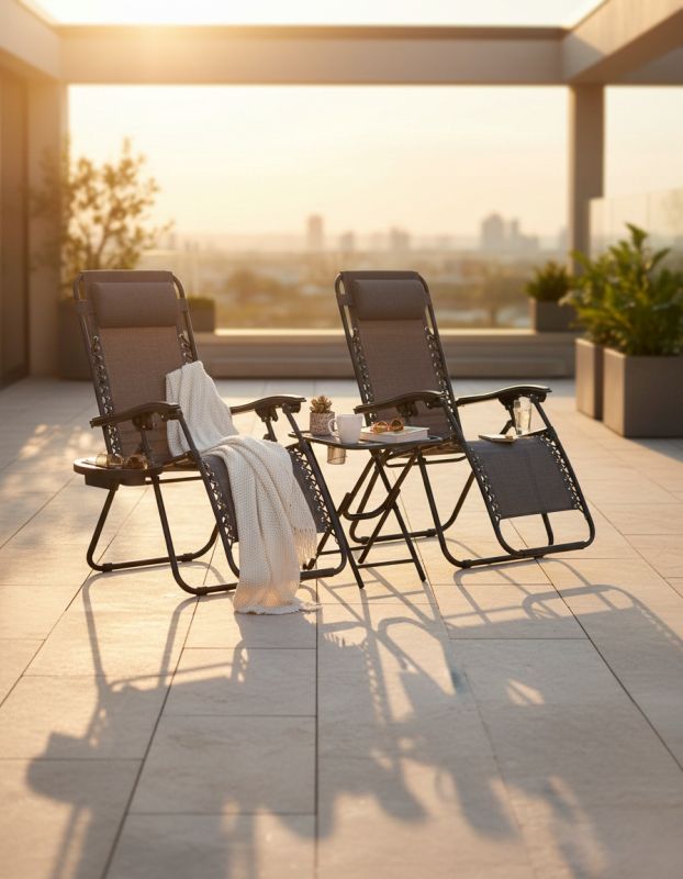 Набір садових лежаків зі столиком Ideal Garden TDC-2503 Графітовий