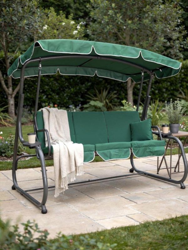 Садова гойдалка IdealGarden MAS-4026 3-х місна Зелений