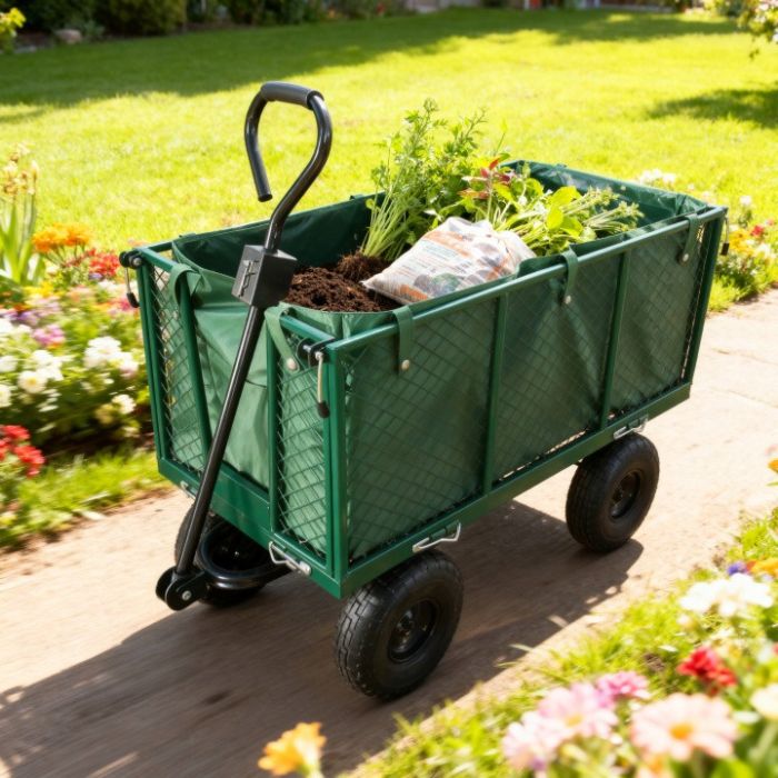 Транспортний візок садовий + брезент Ideal Garden NC001 102х52х41 см | 250 кг