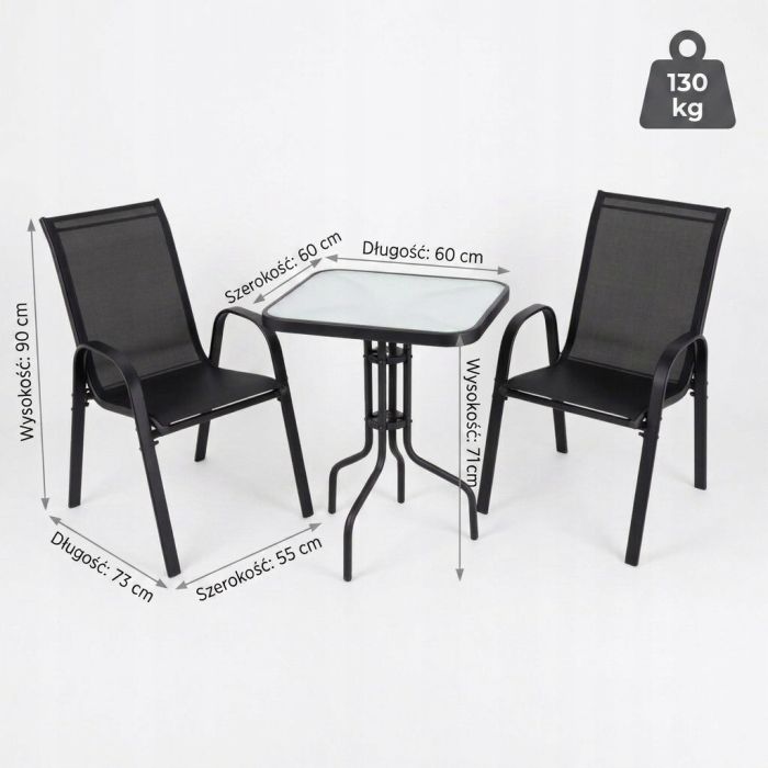 Набір садових меблів Ideal Garden AY008 стіл + 2 крісла | Чорний