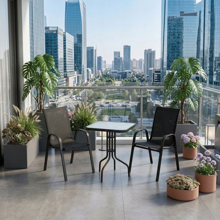 Набір садових меблів Ideal Garden AY008 стіл + 2 крісла | Чорний