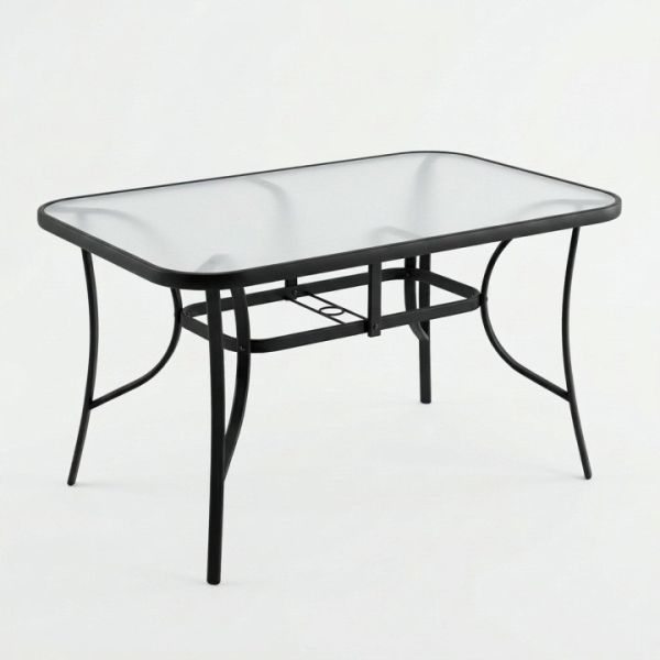 Скляний садовий обідній стіл для тераси Ideal Garden AY014 150х90 см Чорний