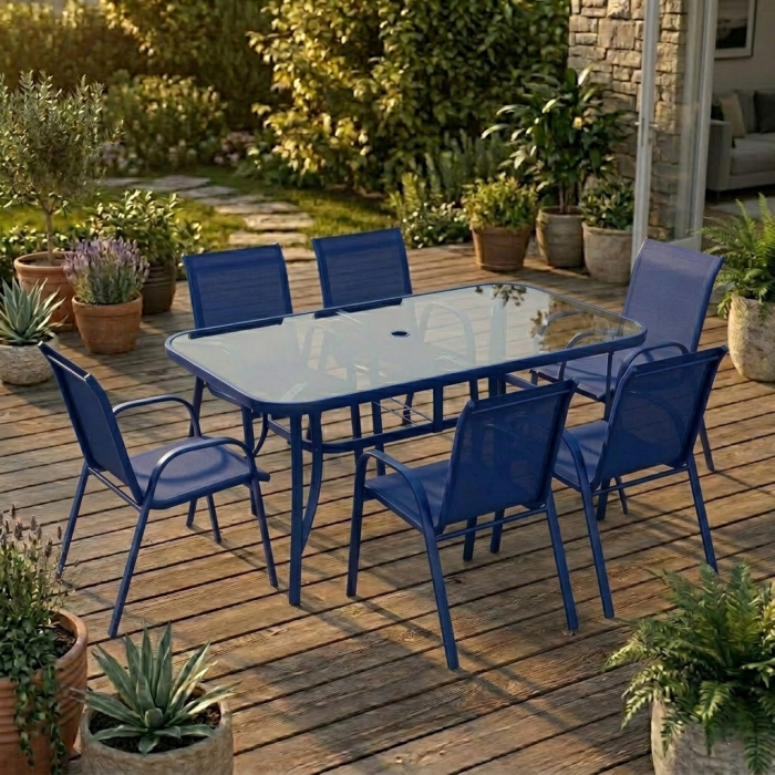 Набір садових меблів Ideal Garden AY016 стіл + 6 крісел | Синій