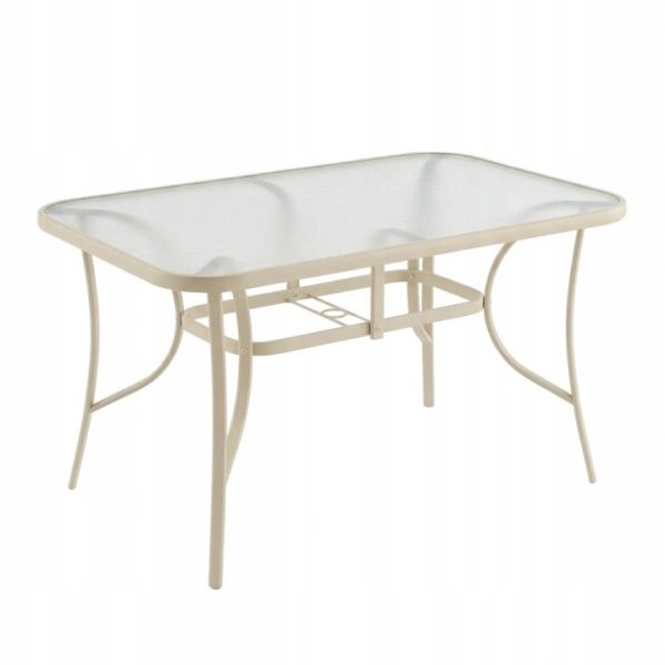 Скляний садовий обідній стіл для тераси Ideal Garden AY014 150х90 см Бежевий