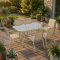 Скляний садовий обідній стіл для тераси Ideal Garden AY014 150х90 см Бежевий