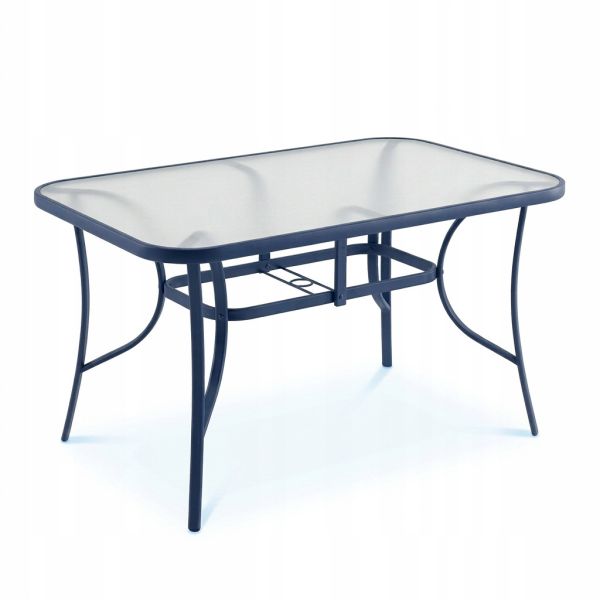 Скляний садовий обідній стіл для тераси Ideal Garden AY014 150х90 см Синій
