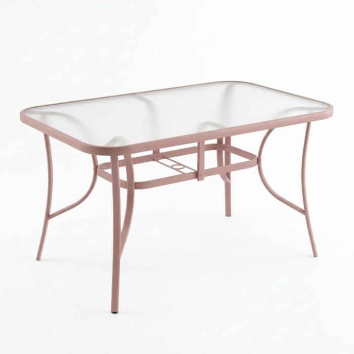 Скляний садовий обідній стіл для тераси Ideal Garden AY014 150х90 см Рожевий
