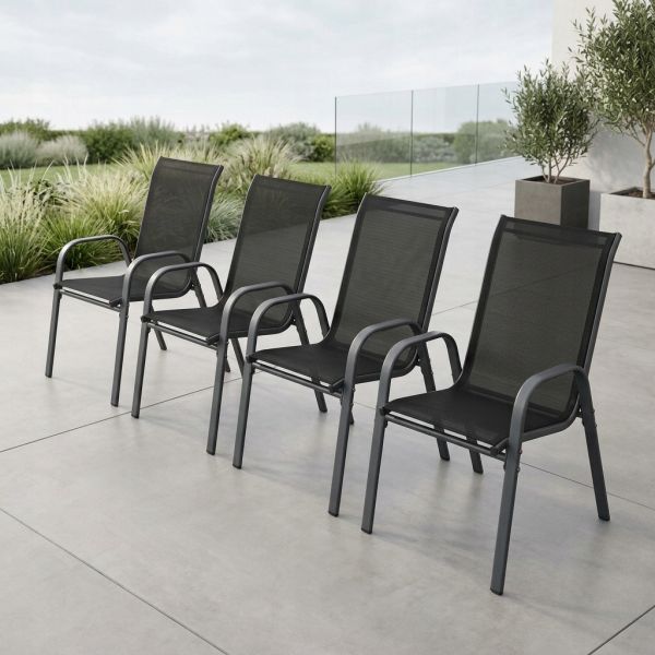 Комплект 4 садових крісел Ideal Garden AY004-4 Чорний