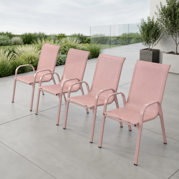 Комплект 4 садових крісел Ideal Garden AY004-4 Рожевий